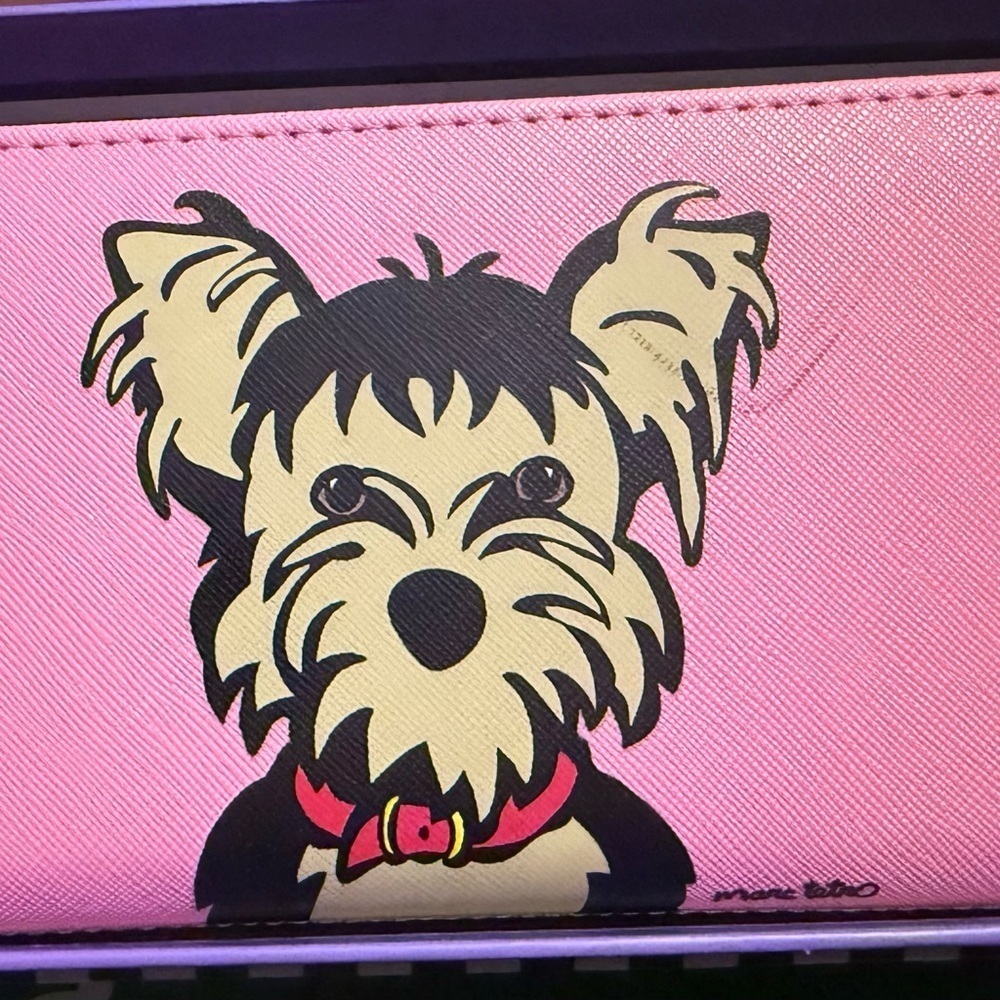 NWT Marc Tetro Large Pink Wallet with Yorkie Terrier - Picture 2 of 4